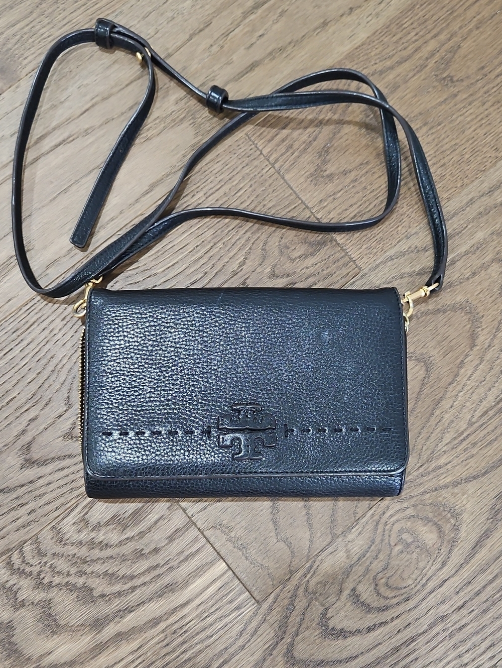 Tory Burch Black Pebbled Leather Crossbody